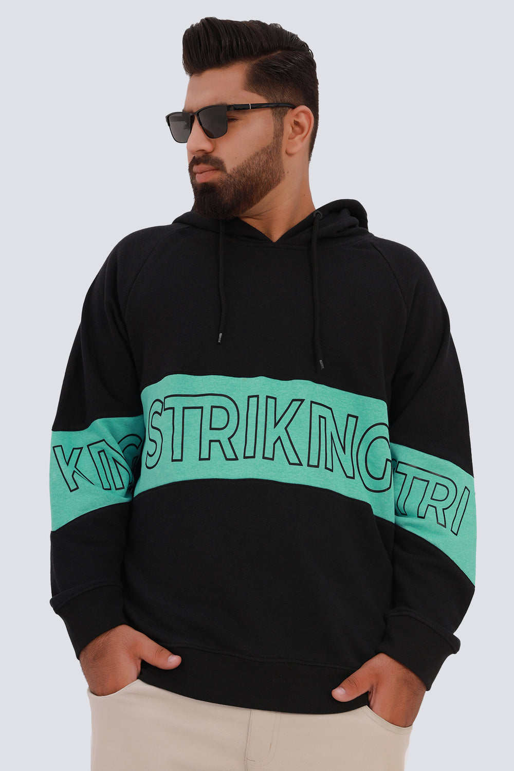 Black Striking Printed Hoodie 