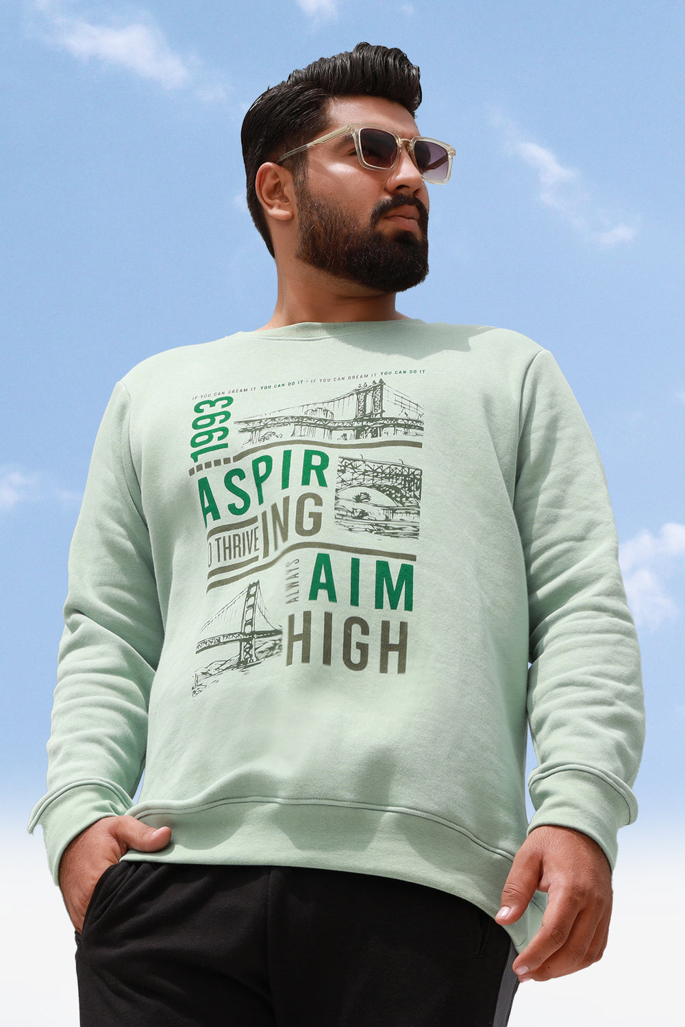 Men's Plus Size Aspiring Graphic Sweatshirt Online in Pakistan