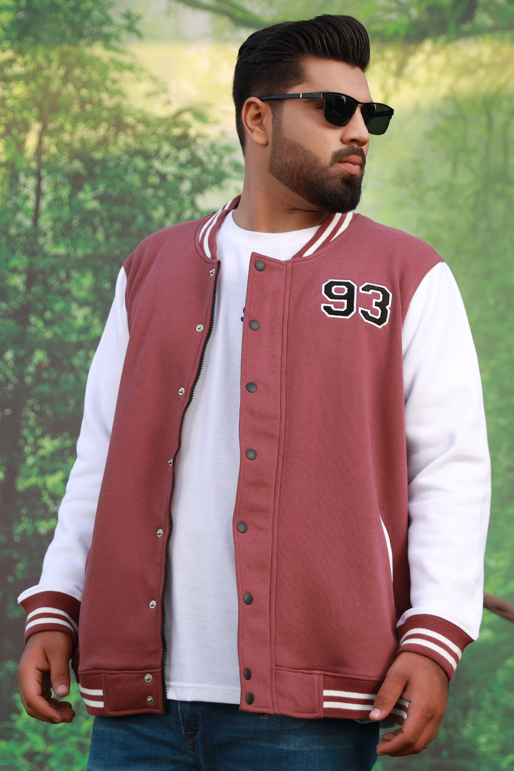 Fleece Varsity Zipper Jacket Plus Size