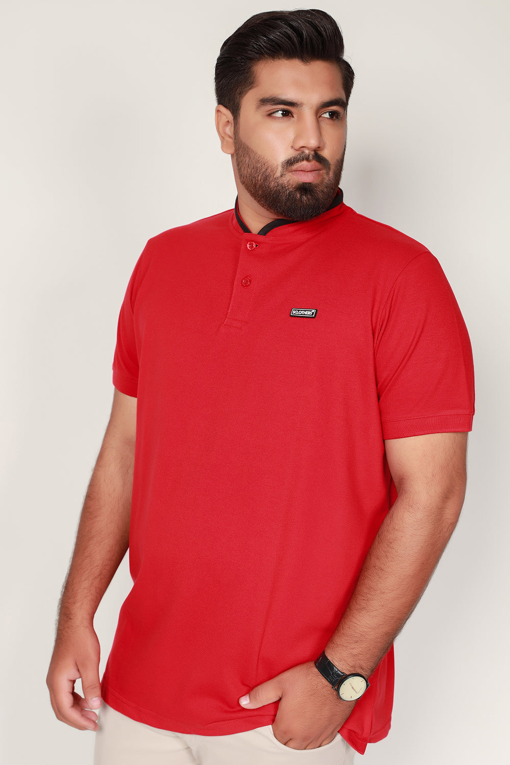 Mandarin Polo Shirt Men Plus Size