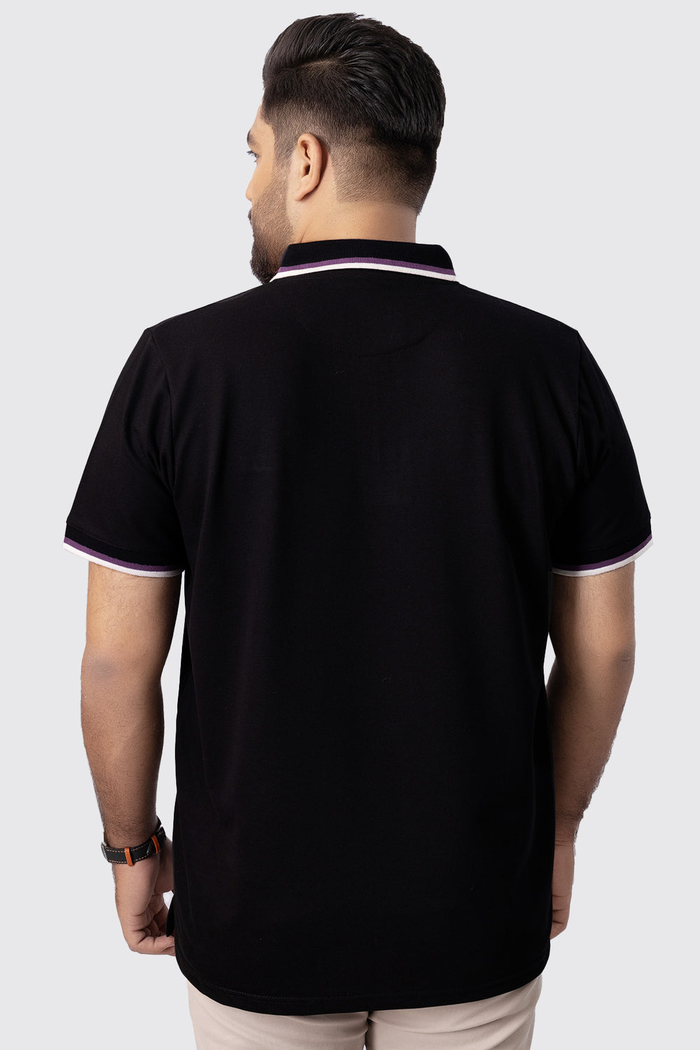 Black Zip-Up Neckline Polo Shirt