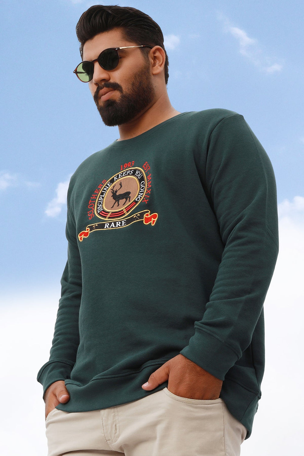 Rare Embroidered Green Sweatshirt Online in Pakistan