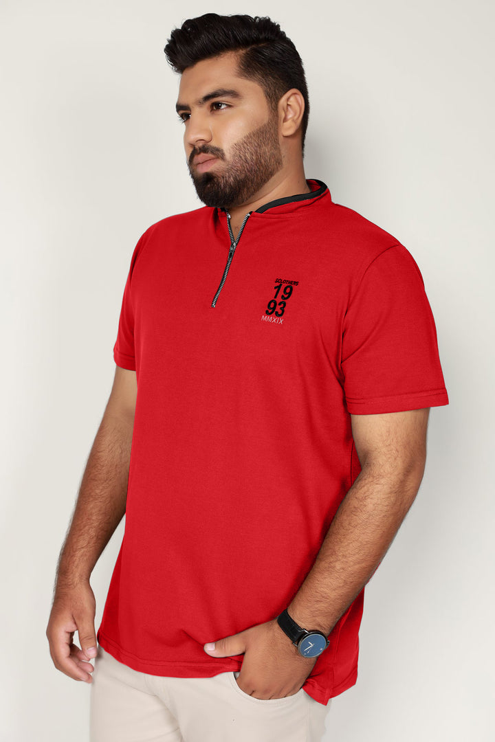 Red Henley Collar Polo Shirt (Plus Size) - S22 - MP0087P