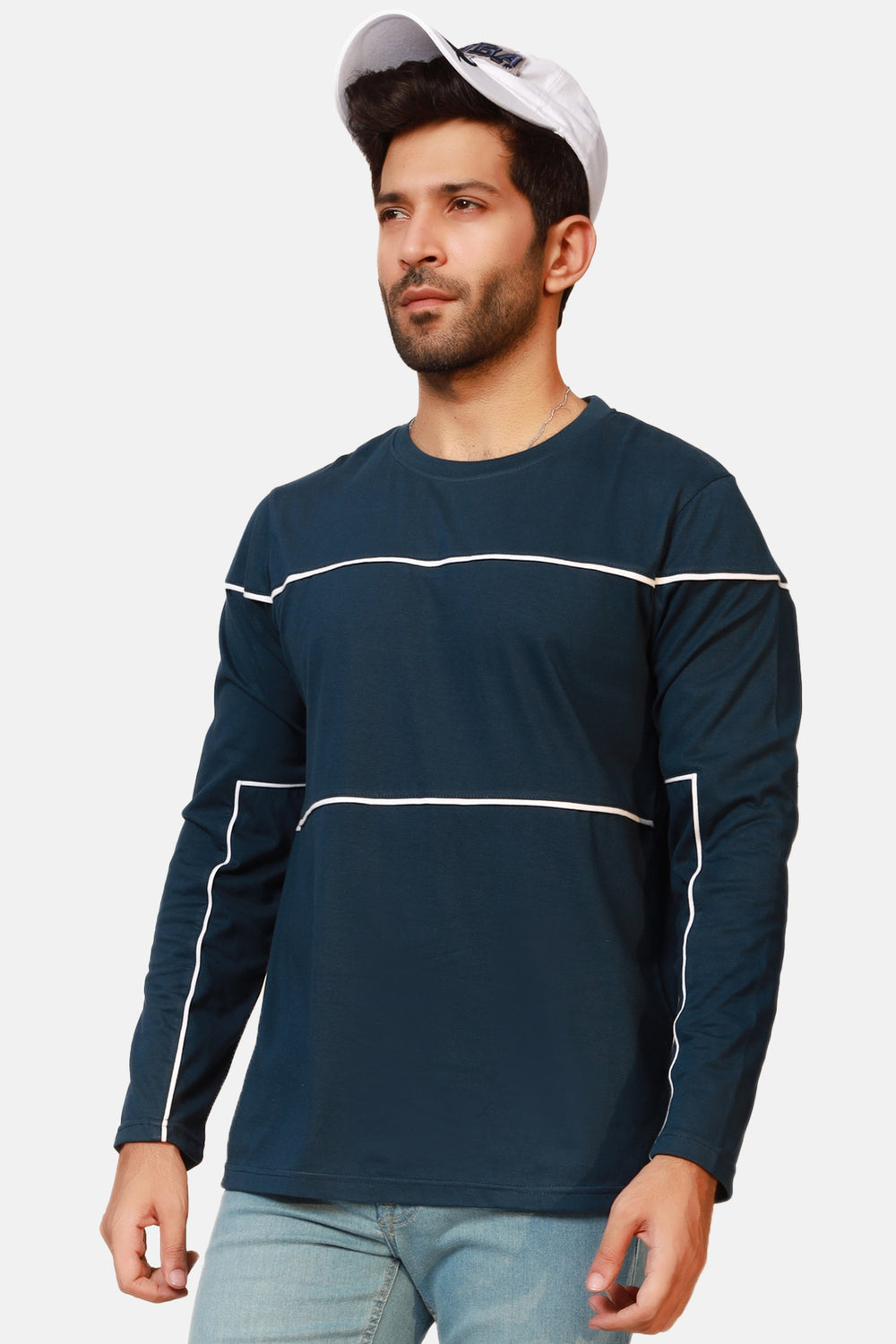 Men's Midnight Blue Panelled T-Shirt Online in Pakistan