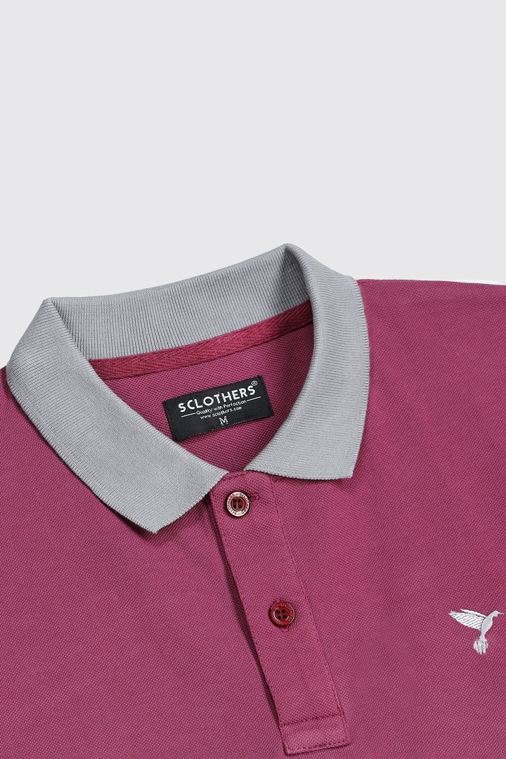 Plum Purple Contrast Embroidered Polo Shirt - A23 - MP0203R