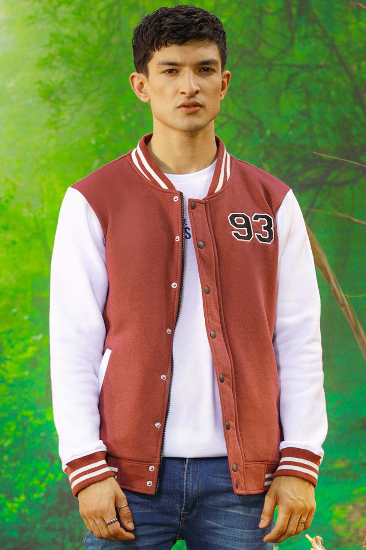 Denim baseball clearance jacket