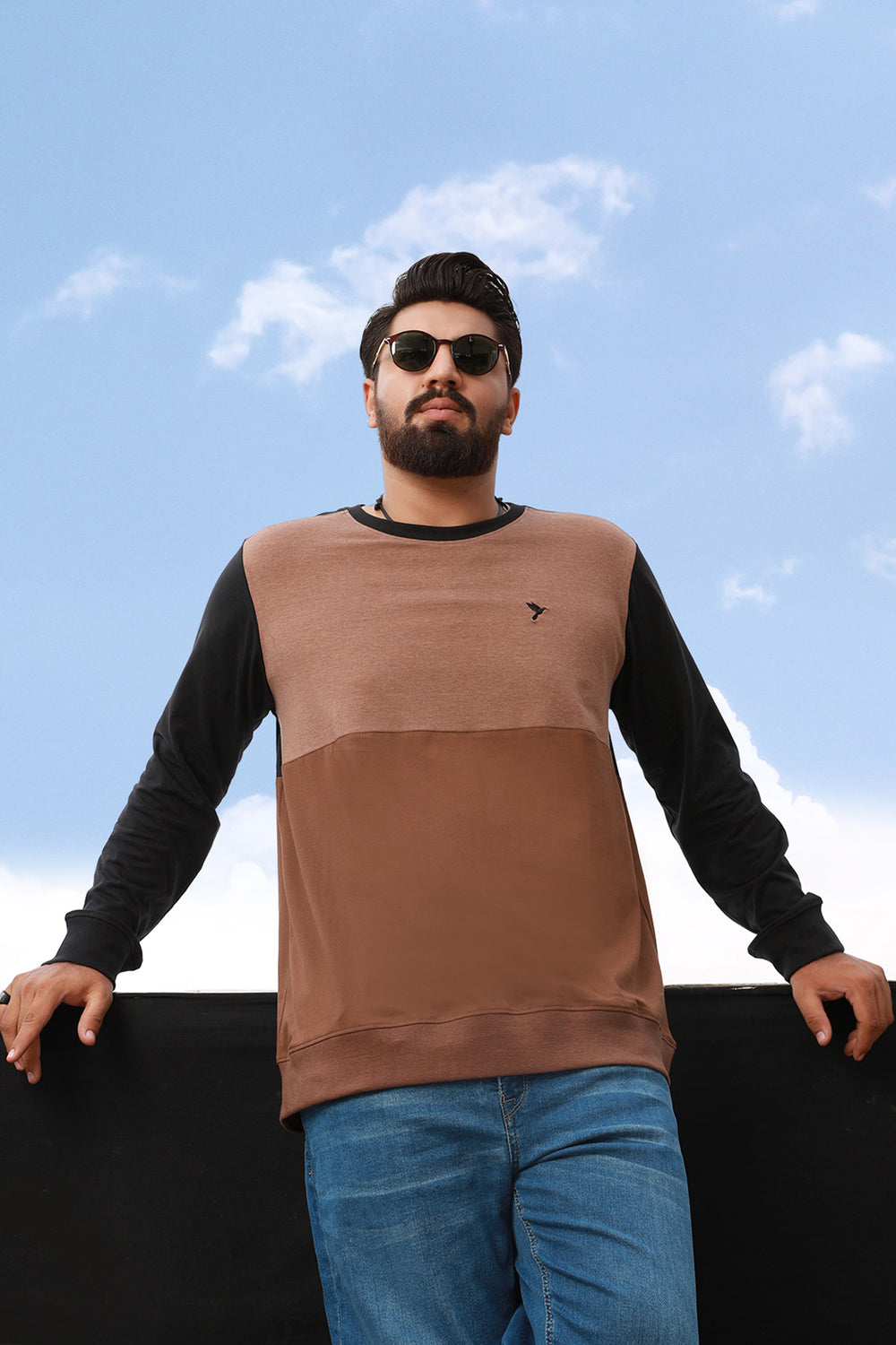 Men's Plus Size Tri-Color Panelled T-Shirt Online in Pakistan