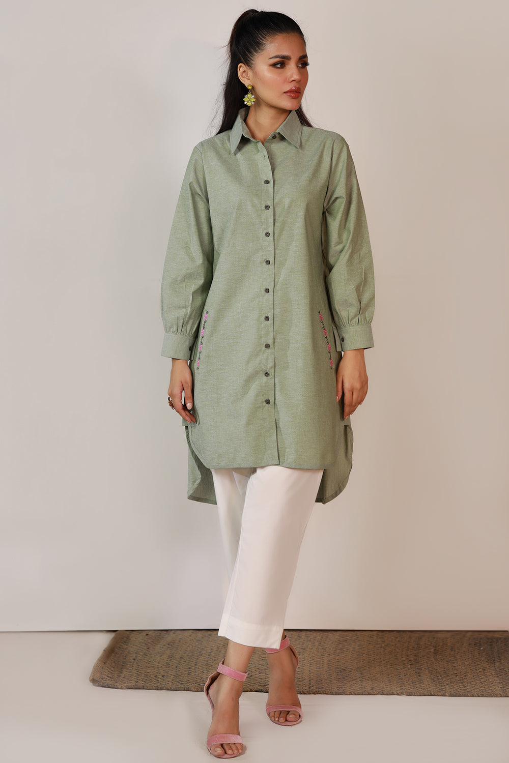 Sofia Pastel Green Tunic Top for Women