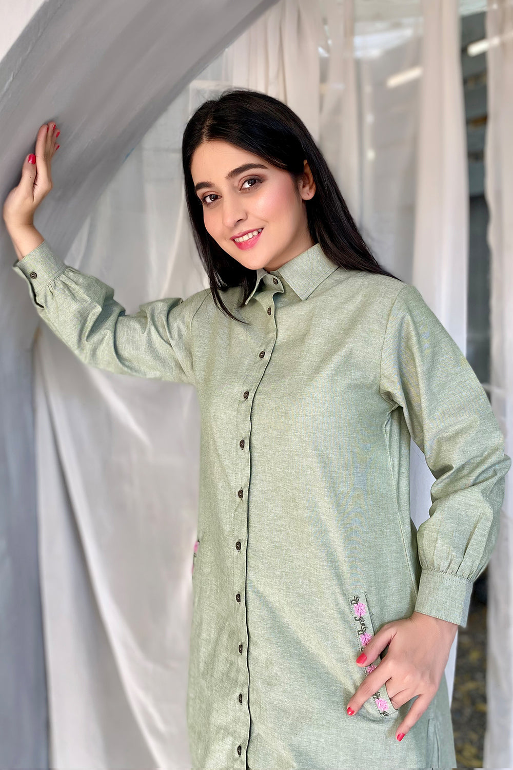 Sofia Pastel Green Tunic Top for Women